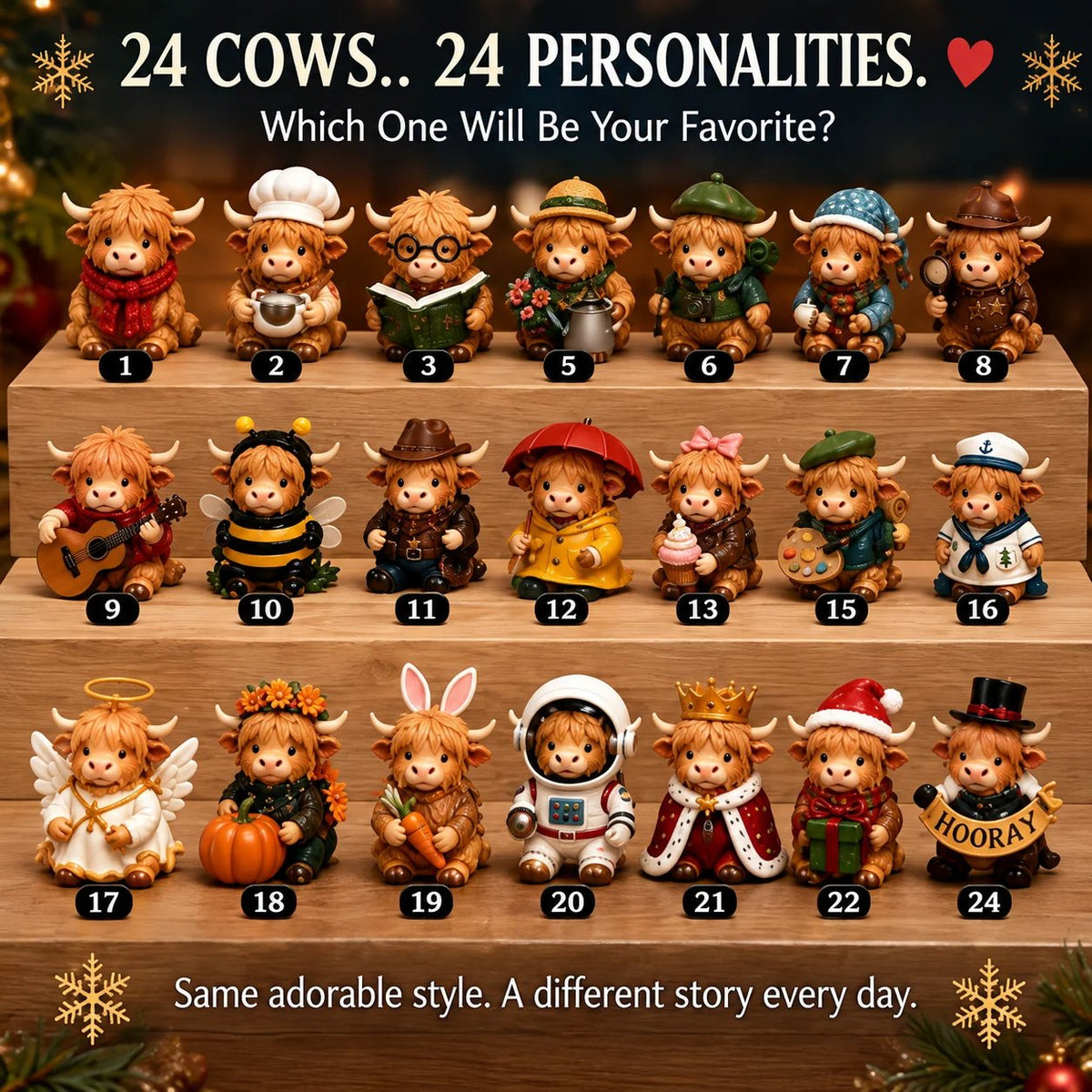 24-Day Highland Cow Advent Calendar