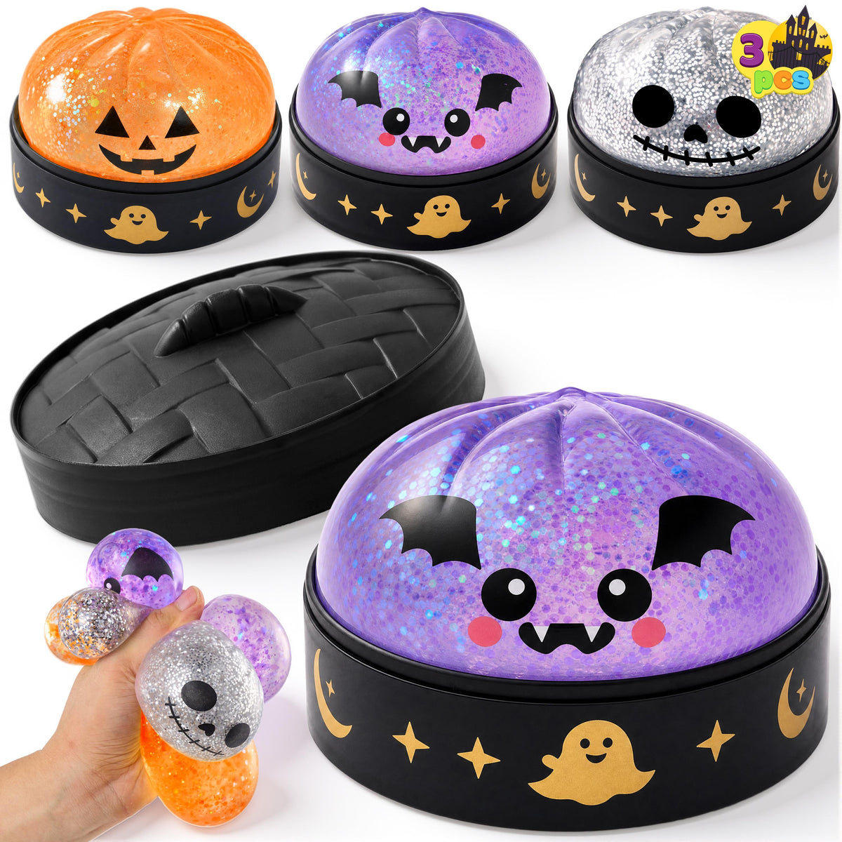 Skeleton Devil Pumpkin Trio - Spooky Dumpling Squishies