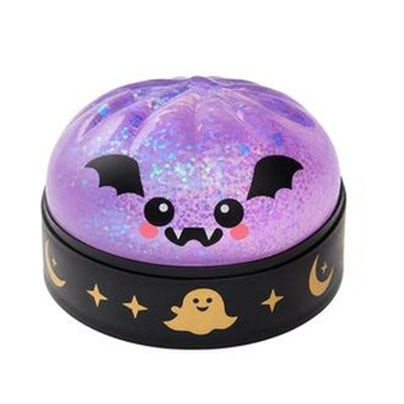 Purple bat dumpling squishy in steamer-style storage case