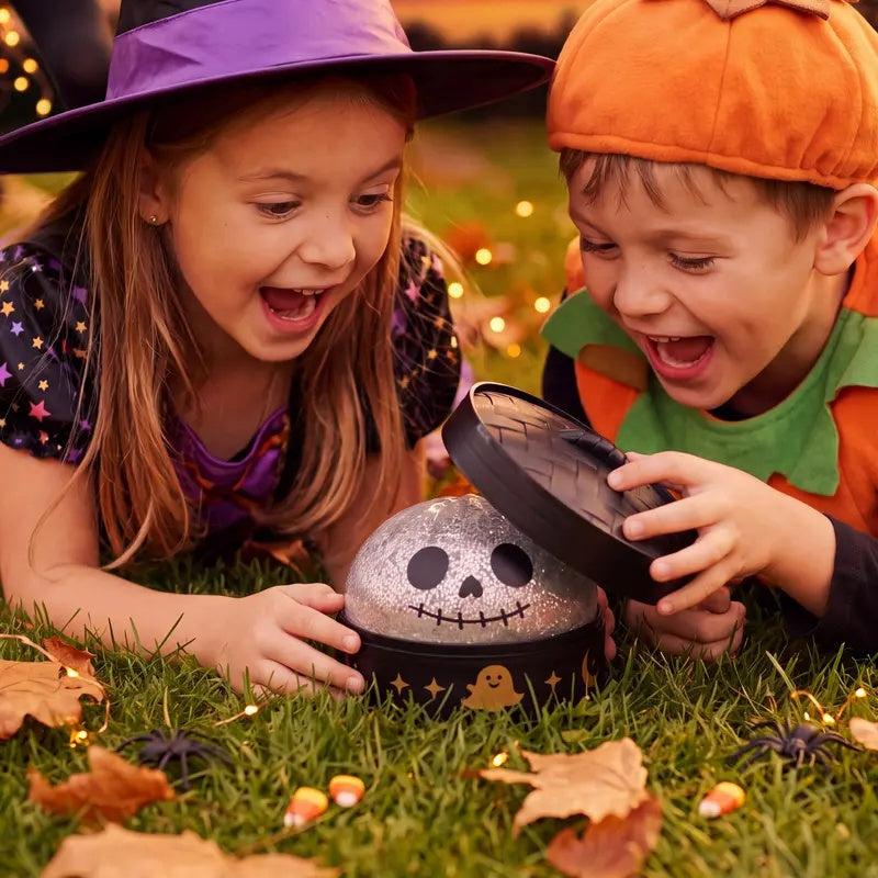 Children playing with a spooky dumpling squishy toy